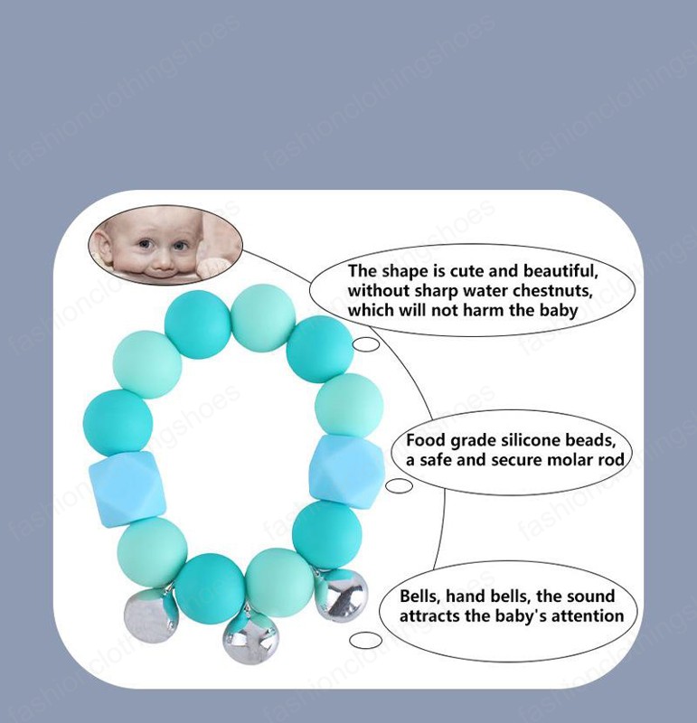 Baby Bell Toy Teethers Toddlers Boy Girls Bell Silicone Bead Teething Bracelet Baby Teething Stick