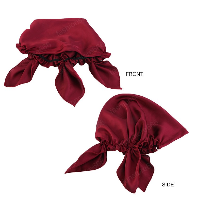 Satin Turban Muslim Women Beanie Elastic Bonnet Hair Loss Hat Head Scarf Chemo Sleeping Cap Hat Hair Care Nightcap Cover Solid