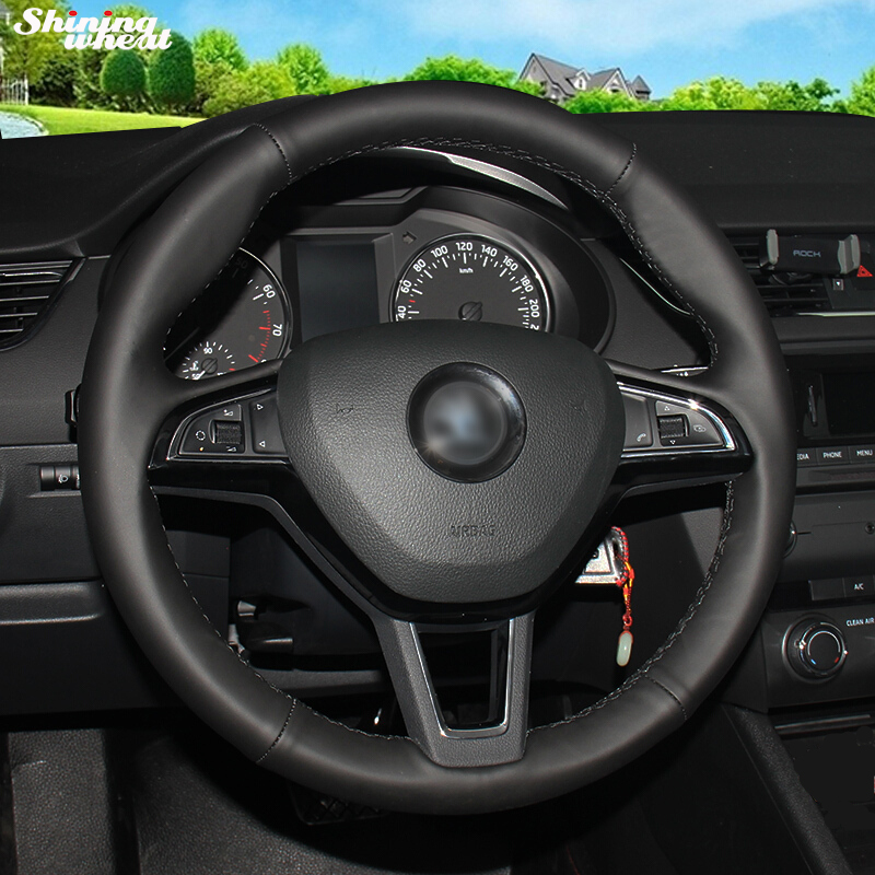 Shining wheat Black Leather Car Steering Wheel Cover for Skoda Octavia 2017 Fabia 2016-17 Rapid Spaceback 2016 Superb (3-Spoke)
Shining wheat Black Leather Car Steering Wheel Cover for Skoda Octavia 2017 Fabia 2016-17 Rapid Spaceback 2016 Superb (3-Spoke)