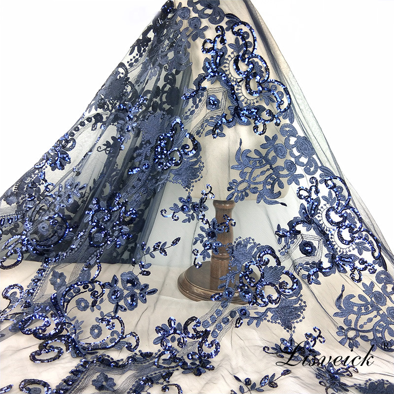 new 1yard diy Handmade tulle Lace Fabric sequins Embroidered African French Lace for wedding/evening / party dress cheongsam CX200824