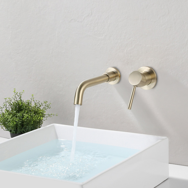 Basin Tap Wall Mounted Bathroom Basin Sink Faucet Solid Brass Hot & Cold Mixer Consealed sink tap brush gold
Basin Tap Wall Mounted Bathroom Basin Sink Faucet Solid Brass Hot & Cold Mixer Consealed sink tap brush gold
