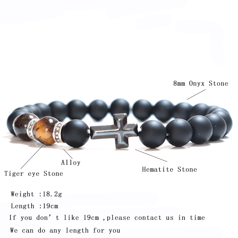 Noter Fashion Men Bracelets Classic Cross Braslet Prayer Beads Natural Map Lava Tiger Eye Braclet Stone Tibetan Brazalete
