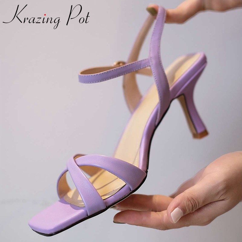 Krazing pot natural leather peep toe high heels buckle strap French romantic beauty lady dating summer fashion sandals women L21, Beige
Krazing pot natural leather peep toe high heels buckle strap French romantic beauty lady dating summer fashion sandals women L21, Beige