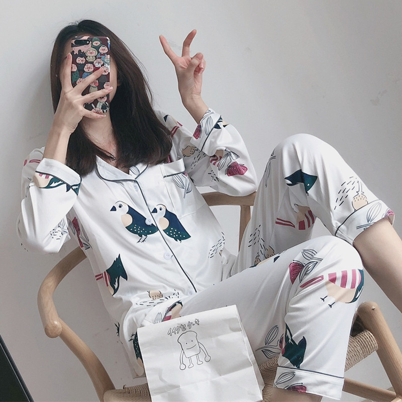 Women's Sleepwear Sexy Pajamas Sets Long Sleeve Top + Pants Autumn Winter Cute 2 Pieces Pyjama Pj Sets Ladies Cute Homewear T200825