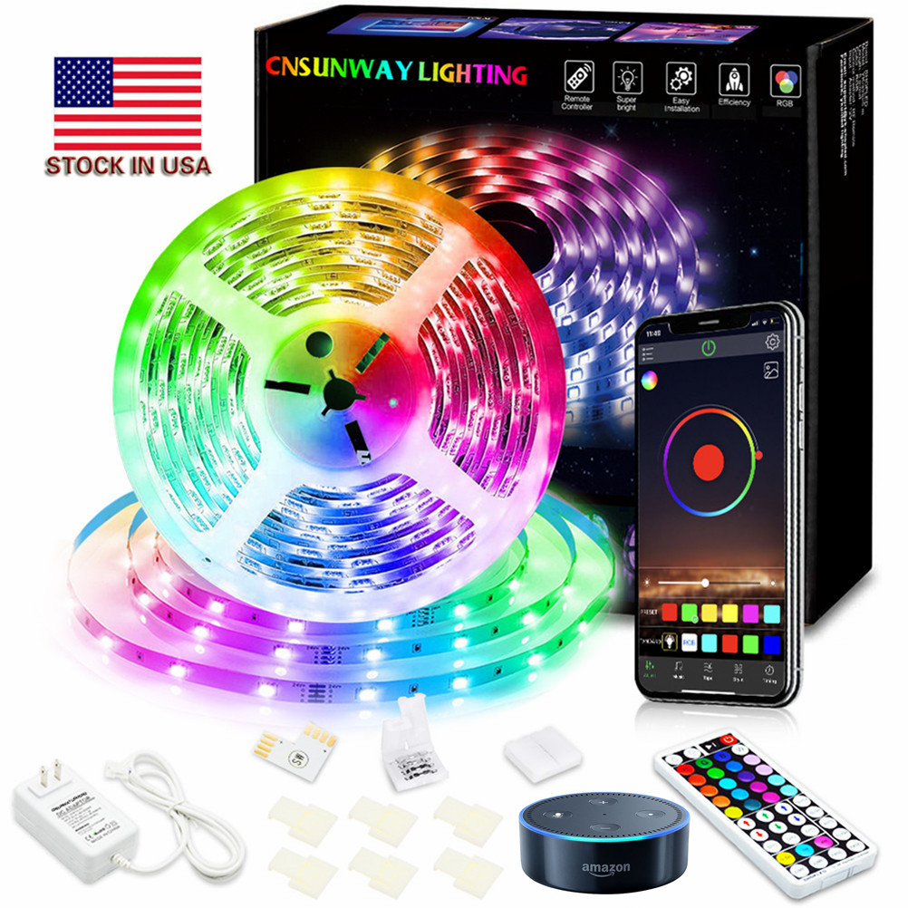 LED Wifi RGB Strip String Light 5M 10M 15M 20M Waterproof Fiexble Light Led Ribbon Tape 5050 Led Lamps With Power Plug Controller 1