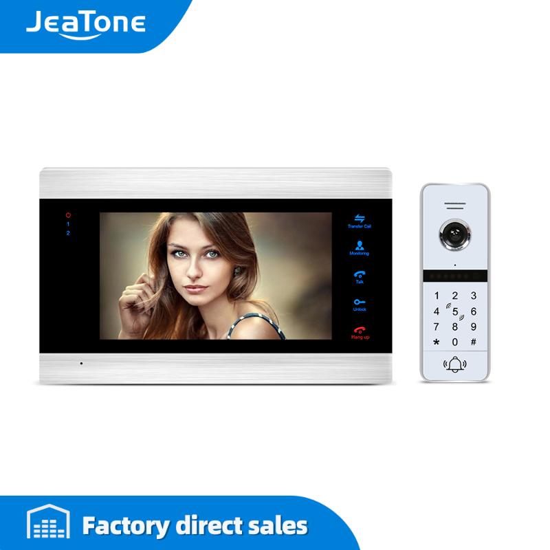

Jeatone 1200TVL Video Door Phone System for Home 7 inch Monitor Mini Doorbell Camera Support Memory Card/Motion Detection Record