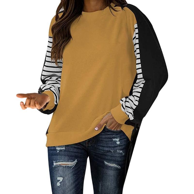 Women T Shirt Autumn Spring Long Sleeve Tee Tops Matching Color Casual Stripe Round Neck Oversized Loose Pullovers Tops Camiseta, Khaki
Women T Shirt Autumn Spring Long Sleeve Tee Tops Matching Color Casual Stripe Round Neck Oversized Loose Pullovers Tops Camiseta, Khaki