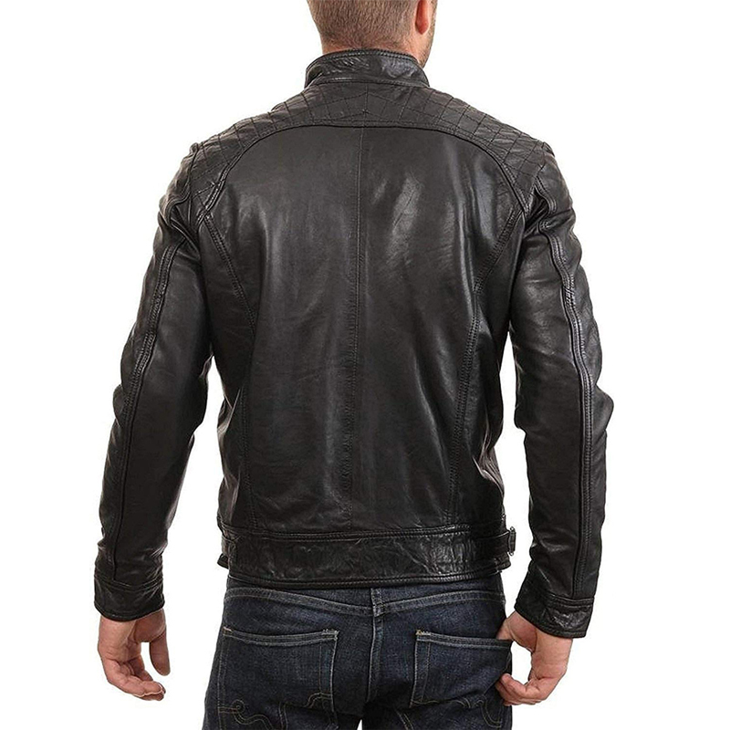 Men Real Leather Jacket Men Slim Fit Warm Coat Motorcycle Lambskin Standing Collar Genuine Leather Coat