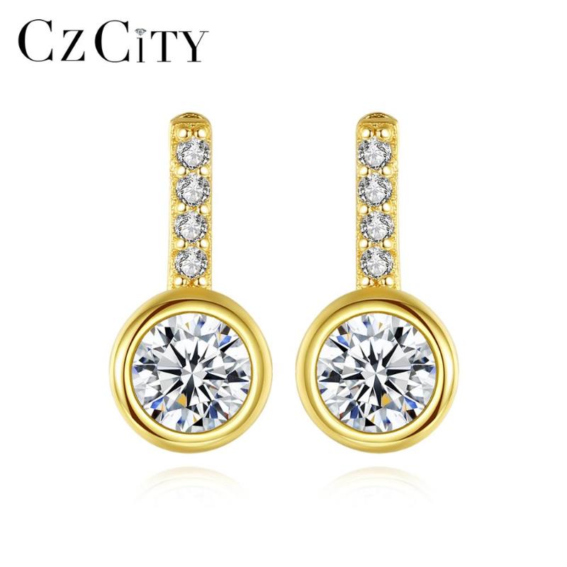 CZCITY Real 925 Sterling Silver Stud Earrings for Women Wedding Engagement Fine Jewelry Round CZ Brincos Bijoux Christmas Gifts
CZCITY Real 925 Sterling Silver Stud Earrings for Women Wedding Engagement Fine Jewelry Round CZ Brincos Bijoux Christmas Gifts