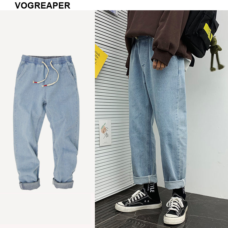 Men's Jeans Trend Fashion Blue Black Men Ankle-length Casual Korean All-Match Straight Drawstring Waist Streetwear Mens Denim Pants
Men's Jeans Trend Fashion Blue Black Men Ankle-length Casual Korean All-Match Straight Drawstring Waist Streetwear Mens Denim Pants