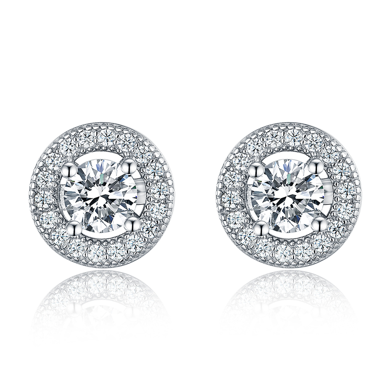 925 Sterling Silver Earring Crystal Cubic Zirconia 4.5mm Round Halo Engagement Stud Earring for Women Girls Classic Fine Jewelry
925 Sterling Silver Earring Crystal Cubic Zirconia 4.5mm Round Halo Engagement Stud Earring for Women Girls Classic Fine Jewelry
