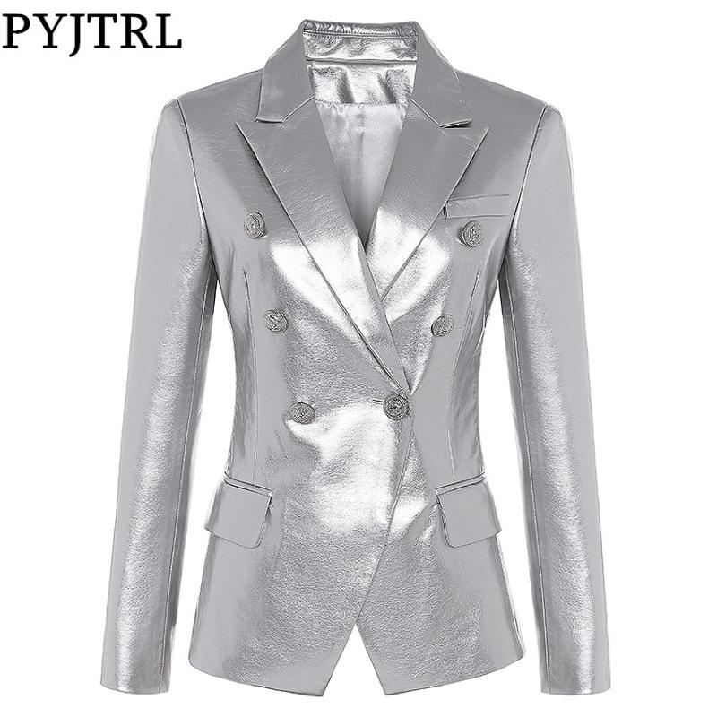 PYJTRL Women' Autumn Winter Fashion Casual Blazer Slim fit Jacket Double Breasted Synthetic Leather Blazer Overcoat, Silver
PYJTRL Women' Autumn Winter Fashion Casual Blazer Slim fit Jacket Double Breasted Synthetic Leather Blazer Overcoat, Silver