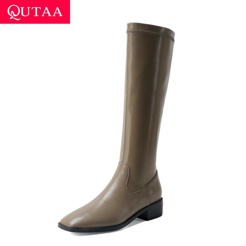 QUTAA 2021 PU Leather Square Middle Heel Knee High Boots Autumn Winter Fashion Square Toe Zipper Women Boots Big Size 34-43, Black
QUTAA 2021 PU Leather Square Middle Heel Knee High Boots Autumn Winter Fashion Square Toe Zipper Women Boots Big Size 34-43, Black