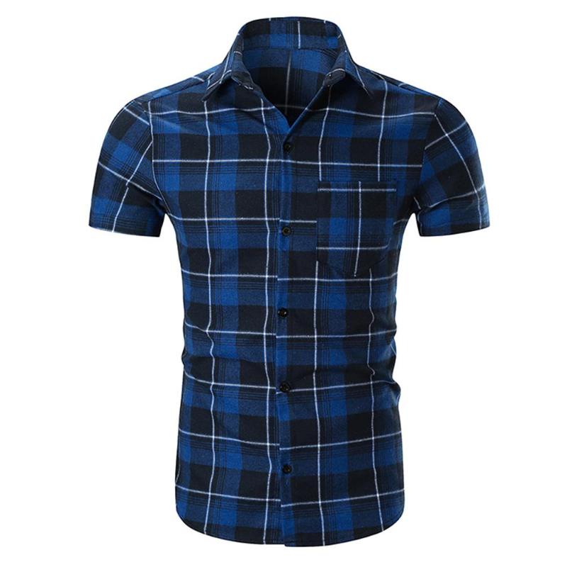 Red Plaid Short Sleeve Summer Shirts Men' Soft Plaid Big Size XXL Summer Breathable Tops Causal Loose Male Shirts SAN0, Blue 
Red Plaid Short Sleeve Summer Shirts Men' Soft Plaid Big Size XXL Summer Breathable Tops Causal Loose Male Shirts SAN0, Blue