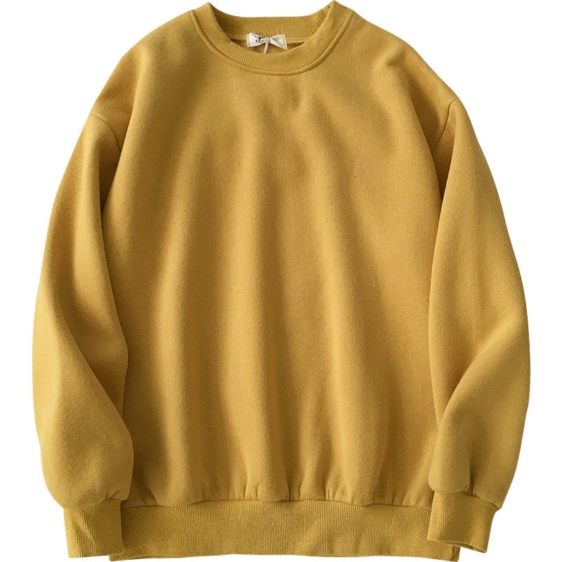 Winter Spring Harajuku Thickening Sweatshirt Women Casual Oversize BF Long Sleeve Loose Pullover Female Yellow Purple Korean Top