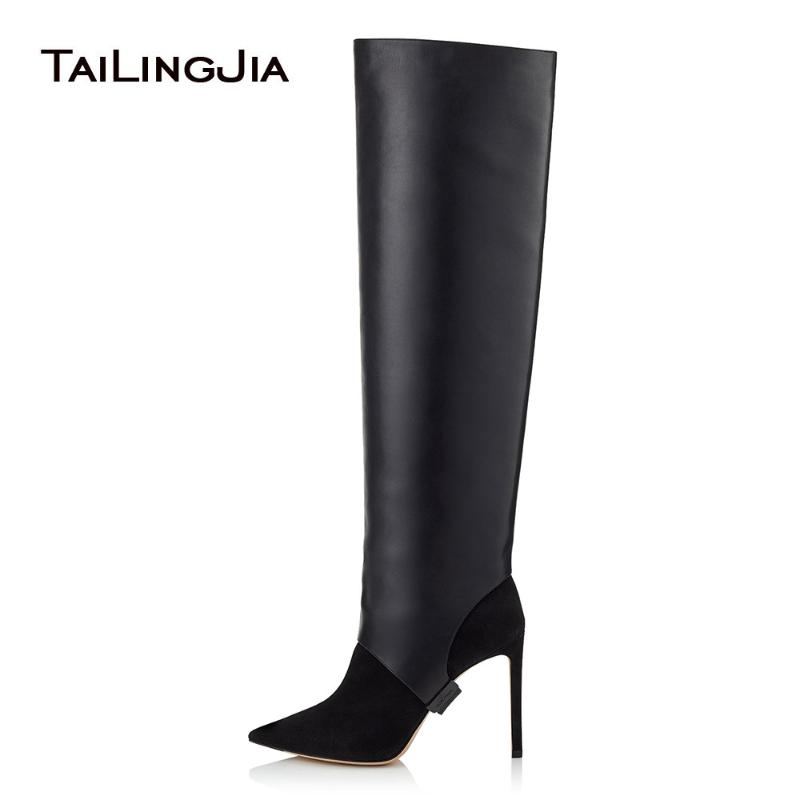 Women Pointy Toe Black Faux Suede PU Leather Two Piece Knee High Booties Stylish Patent Gold High Heel Detachable Shaft Boots 
Women Pointy Toe Black Faux Suede PU Leather Two Piece Knee High Booties Stylish Patent Gold High Heel Detachable Shaft Boots