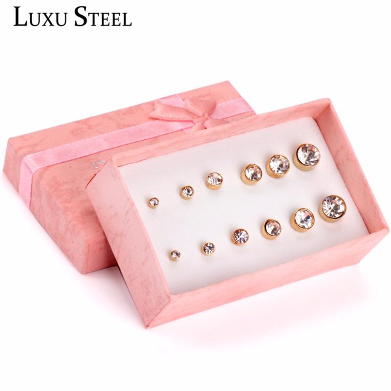 Stud LUXUSTEEL Multiple Size Jewelry Anti Allergic Stainless Steel Earrings Set Unique Style Gold/Silver Color Brincos
Stud LUXUSTEEL Multiple Size Jewelry Anti Allergic Stainless Steel Earrings Set Unique Style Gold/Silver Color Brincos