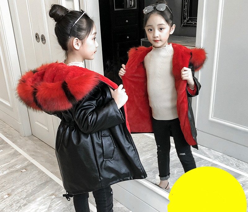 2020 Winter New Girls In The Long Section Thick Warm PU Leather + Fur Cotton Jacket, Pink
2020 Winter New Girls In The Long Section Thick Warm PU Leather + Fur Cotton Jacket, Pink