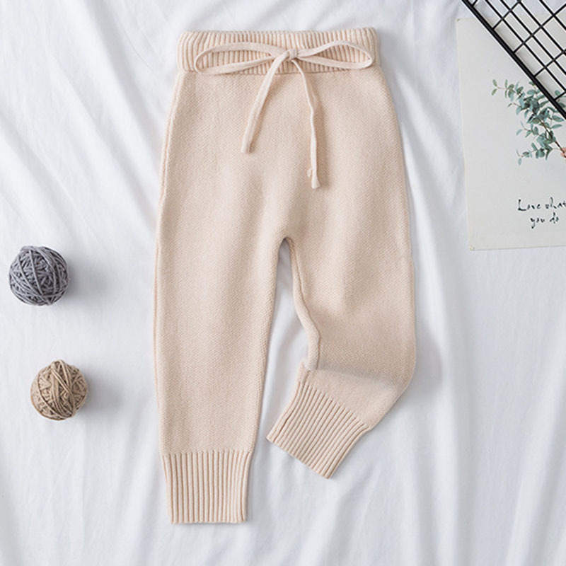 Kids Girls Boys Pants Winter Fall Knitted Pants Toddler Bottom Pants Little Child Solid Color Boys Elastic Leggings Clothing LJ200828