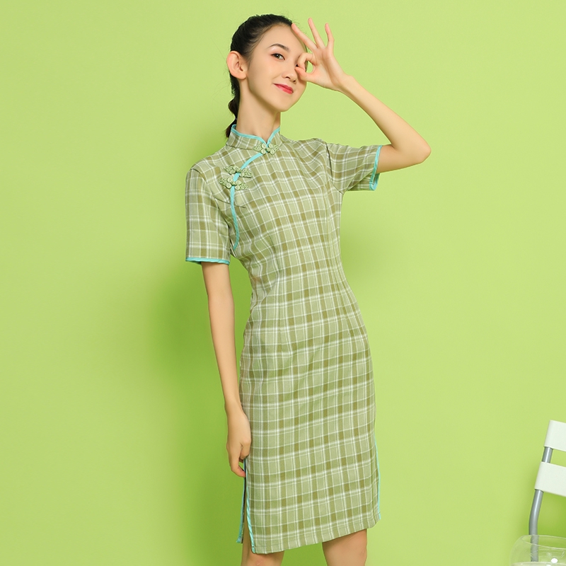 Improvement Cheongsam Lattice Young Money Girl Fresh Sweet Daily Student Chinese Style
Improvement Cheongsam Lattice Young Money Girl Fresh Sweet Daily Student Chinese Style