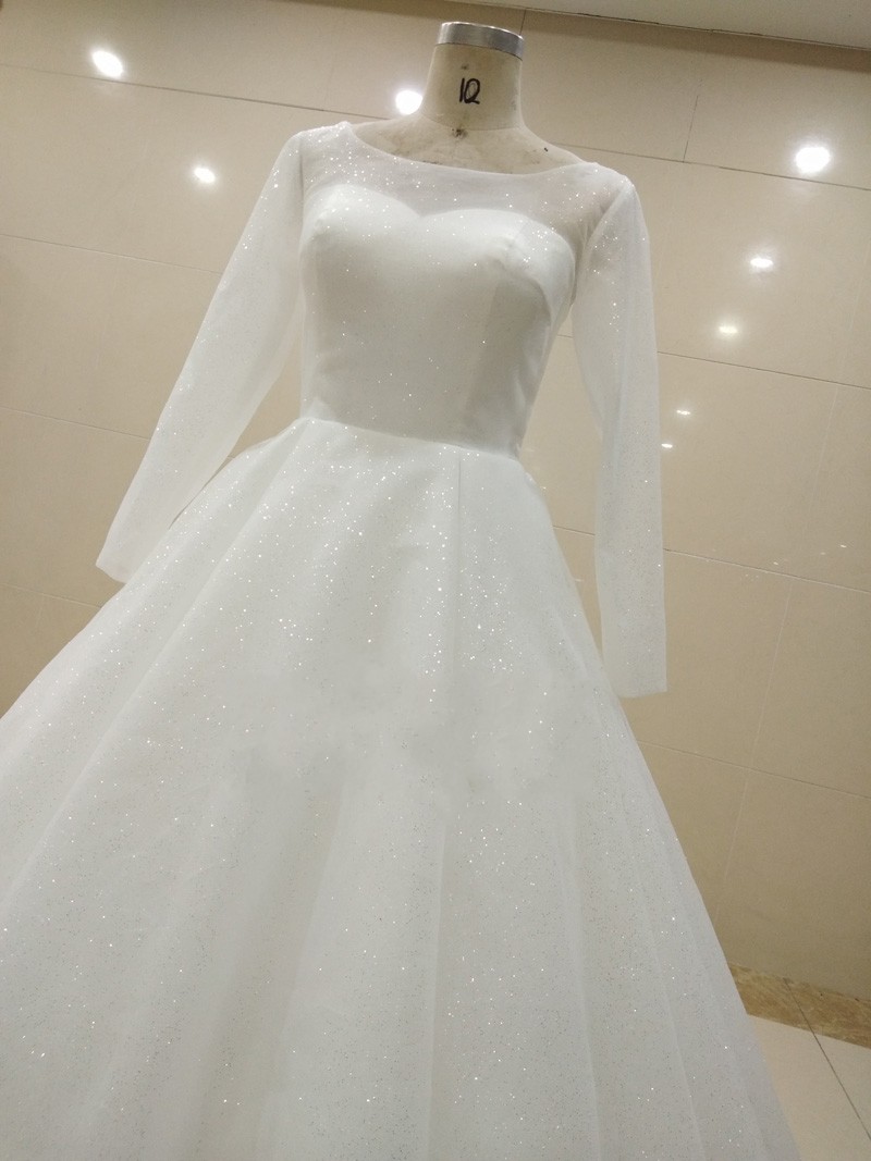 Sparkle Sequins Wedding Dress 2025 Ball Gown Long Sleeve Plus Size Princess Bridal Gowns for Women Robe De Mariee Vestido De Noiva