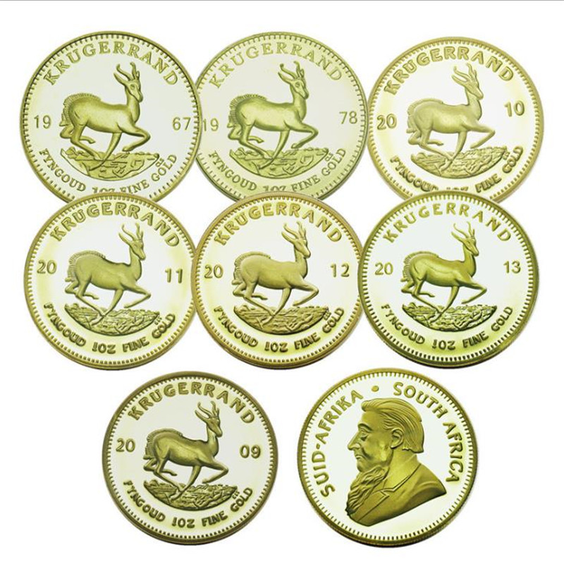 hot South Africa Kruger gold coin commemorative coin, round gold-plated metal commemorative coin, collection of craft gifts