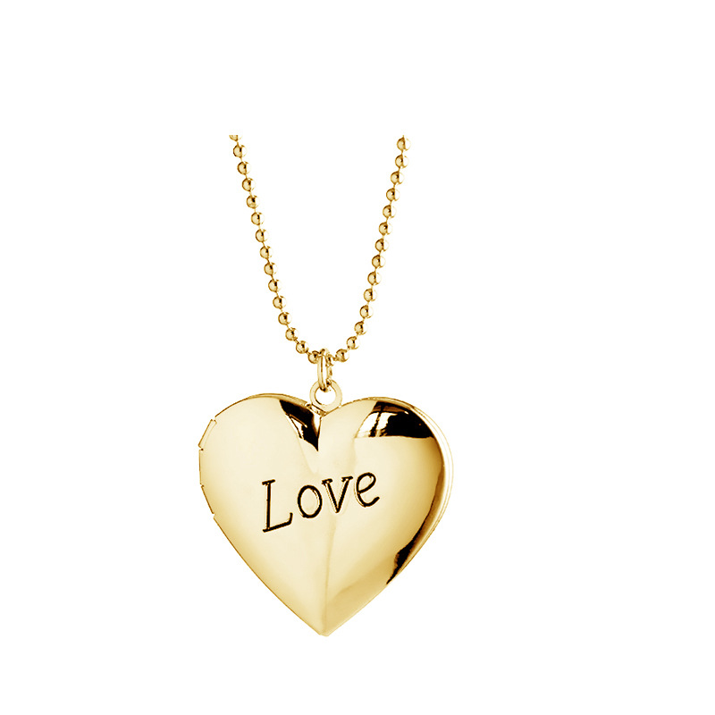 Stainless Steel Silvery/Gold Color Hollow Round-Shaped Pendant Necklace Women Heart Jewelry Accessories Cute Photo Box