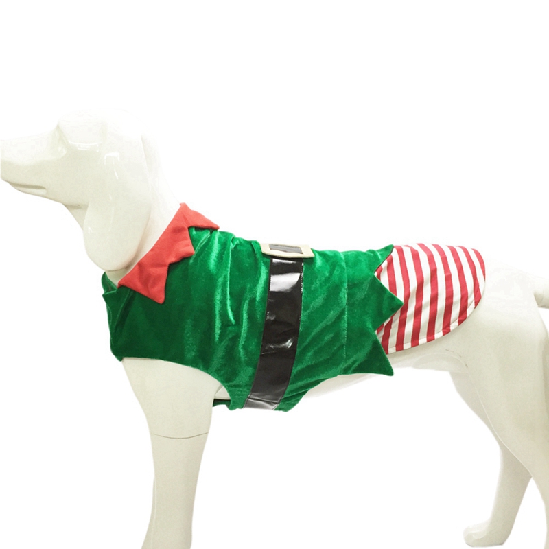 Christmas Green Elf Pet Dog Costume Autumn Winter Warm Dog Clothes Decor Pet Hoodies for Dogs Cosplay Dress up Costume