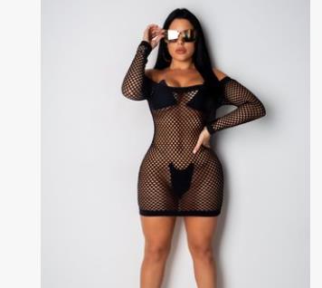 BKLD Bodycon Mini Dress Plus Size Clothing 2020 Summer New Arrival Neon Green Dress Mesh See-through Off Shoulder Women Dresses