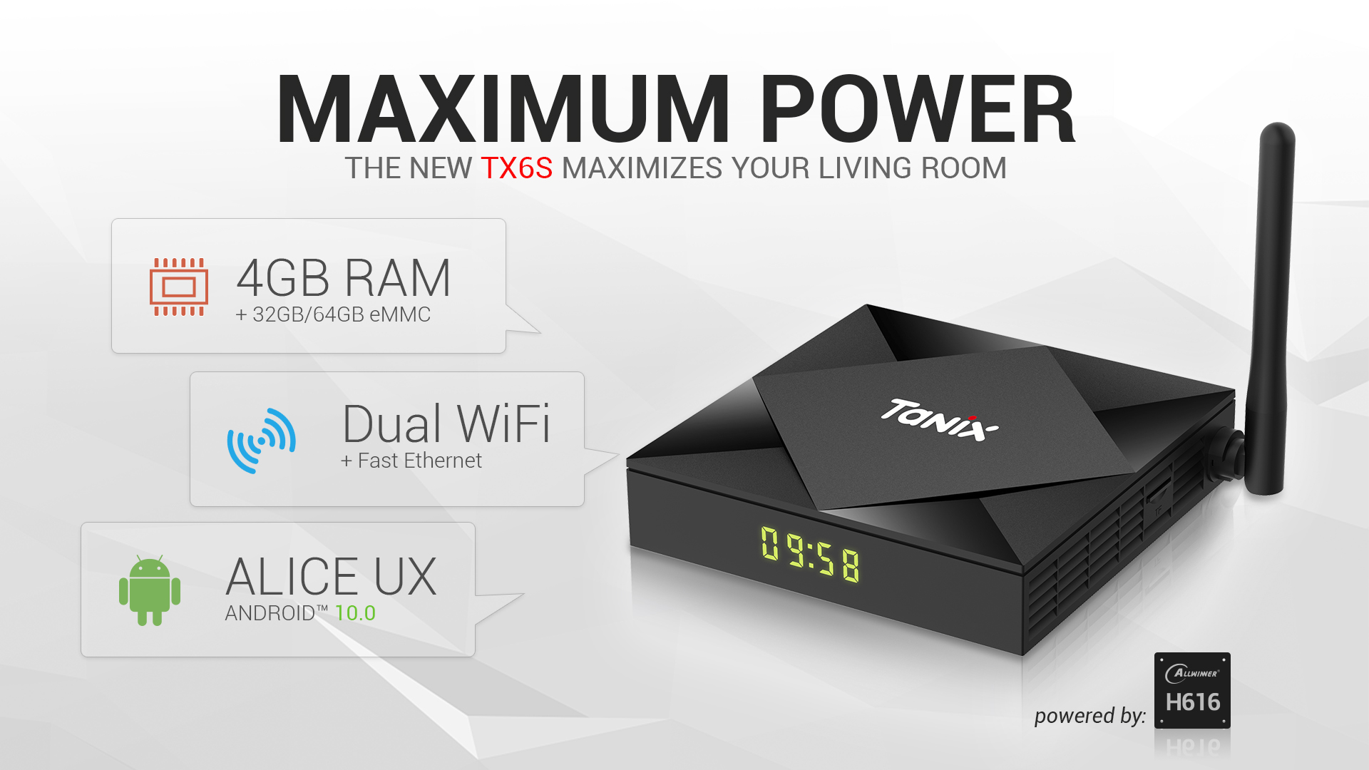 TX6S Smart TV Box Android 10.0 Allwinner H616 2g 8g 4GB 32GB 64GB Quad Core 6K Dual Wifi T
TX6S Smart TV Box Android 10.0 Allwinner H616 2g 8g 4GB 32GB 64GB Quad Core 6K Dual Wifi T