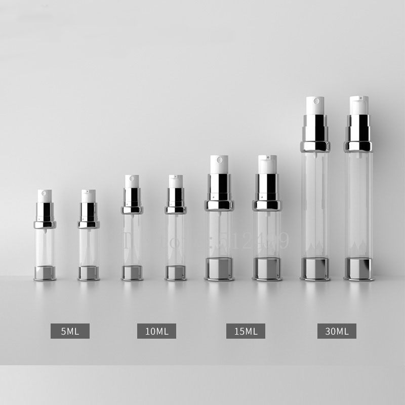 30pcs/lot 5ml10ml15ml30ml Empty Airless Cosmetic Lotion Bottle, DIY Portable Silver Essence Vacuum Spray Bottle Cosmetic Package
30pcs/lot 5ml10ml15ml30ml Empty Airless Cosmetic Lotion Bottle, DIY Portable Silver Essence Vacuum Spray Bottle Cosmetic Package
