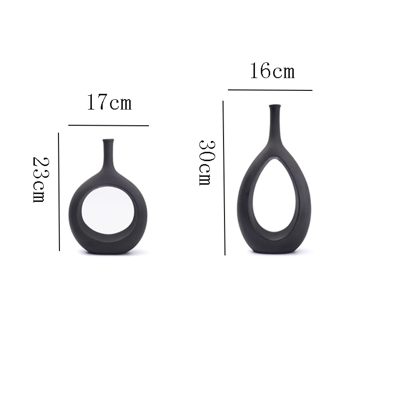 2pcs Abstract Art Hollow Black and White Ceramic Vase Decoration Desktop Flower Arrangement Modern Floral Home Decorationwedding