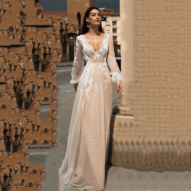 Lace Applique A-Line Ruffle Wedding Dress Puff Sleeves Tulle Boho Wedding Gowns Vestido De Novia V Neck Bride Dresses Brautkleid, Color pictures
Lace Applique A-Line Ruffle Wedding Dress Puff Sleeves Tulle Boho Wedding Gowns Vestido De Novia V Neck Bride Dresses Brautkleid, Color pictures