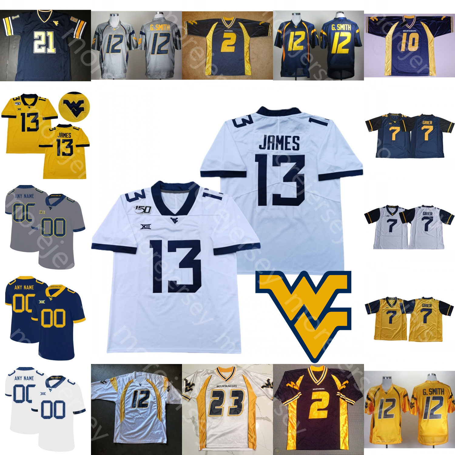 West Virginia Mountaineers WVU Football Jersey NCAA College Jarret Doege Alec Sinkfield Mathis Jr. Ford-Wheaton Smith Simmons Kendall James, Yellow i
West Virginia Mountaineers WVU Football Jersey NCAA College Jarret Doege Alec Sinkfield Mathis Jr. Ford-Wheaton Smith Simmons Kendall James, Yellow i