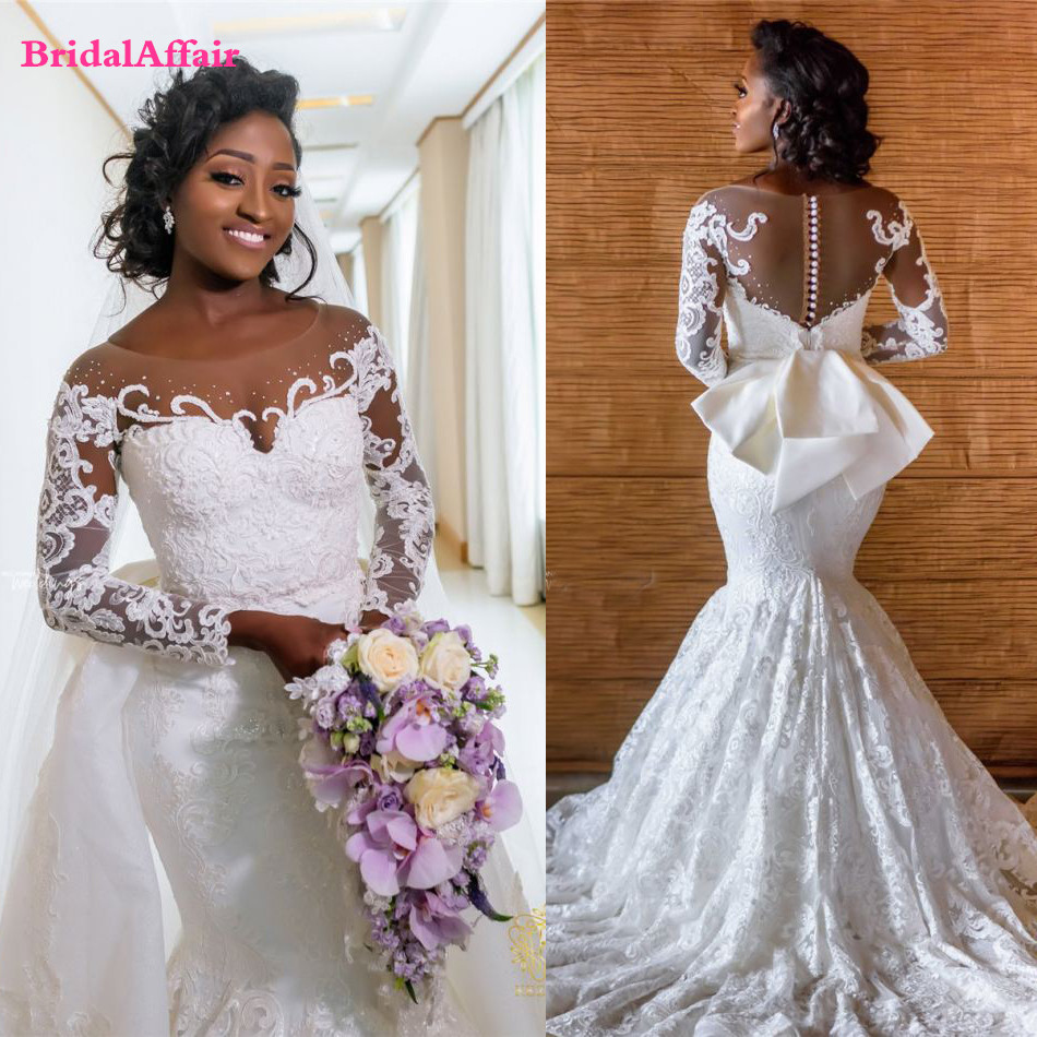 Modest African Mermaid Lace Wedding Dress 2020 Vestido De Noiva Black Girl Women Wedding Gowns Long Sleeve Bride Dresses, Ivory
Modest African Mermaid Lace Wedding Dress 2020 Vestido De Noiva Black Girl Women Wedding Gowns Long Sleeve Bride Dresses, Ivory