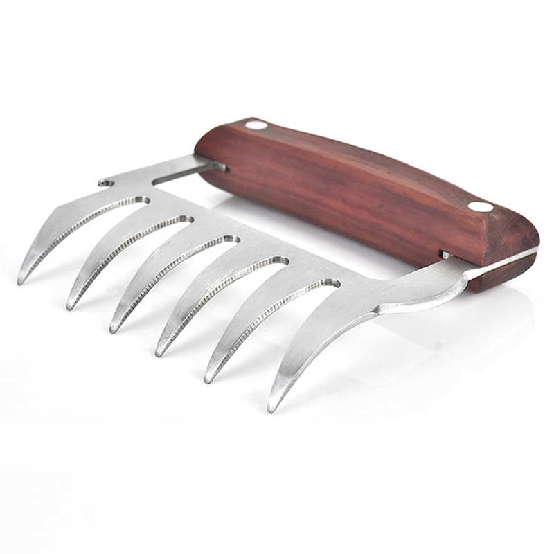 Metal Meat Claws Stainless Steel Meat Forks With Wooden Handle Durable BBQ Meat Shredder Claws Kitchen Barbecue Tool Garras De Carne