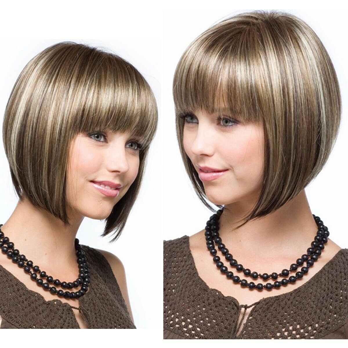 Women Short Straight Hair Wigs BOB Cool Style Cosplay Party Full Wig w/Bangs USA