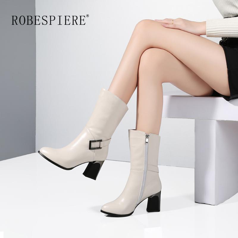 ROBESPIERE 2020 New Pointed Toe Mid Calf Boots Women Fashion Buckle Square Heel Shoes Winter Warm plush Zipper Lady Boots B69, Beige
ROBESPIERE 2020 New Pointed Toe Mid Calf Boots Women Fashion Buckle Square Heel Shoes Winter Warm plush Zipper Lady Boots B69, Beige