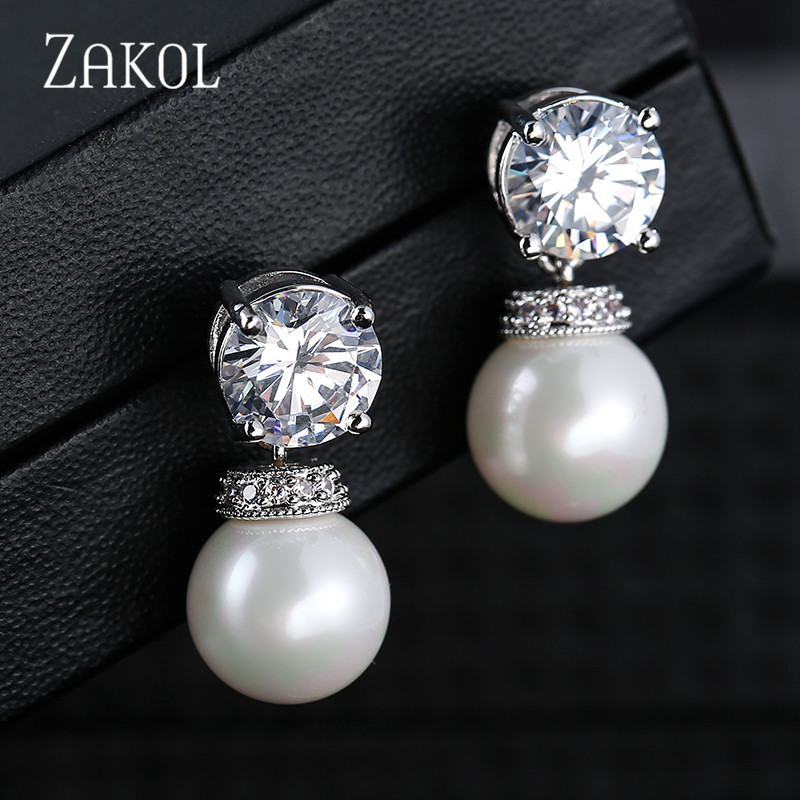 Stud ZAKOL Cute Round Zirconia Shape Earrings Imitation Pearls Women Jewelry For Party FSEP2004 
Stud ZAKOL Cute Round Zirconia Shape Earrings Imitation Pearls Women Jewelry For Party FSEP2004