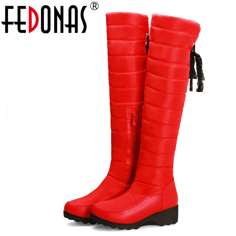 FEDONAS Plus Size Women Down Knee High Boots Zipper Wedges High Boots Autumn Winter Warm Long Snow Fashion Riding, Blue
FEDONAS Plus Size Women Down Knee High Boots Zipper Wedges High Boots Autumn Winter Warm Long Snow Fashion Riding, Blue