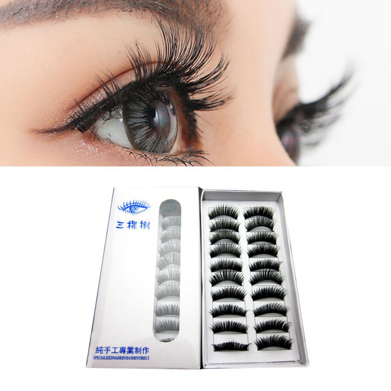1set/10 pair 3d false lashes Eyelashes Long plastic cotton stalk makeup false eyelash 
1set/10 pair 3d false lashes Eyelashes Long plastic cotton stalk makeup false eyelash