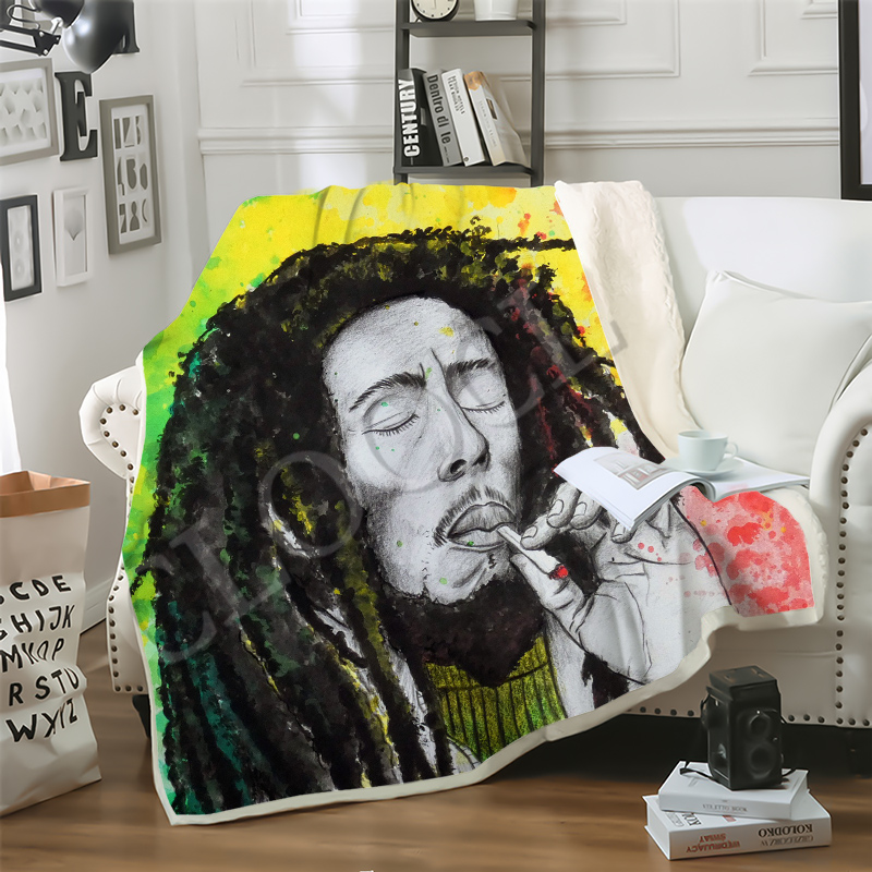 

CLOOCL 2020 Sofa Travel Youth Bedding Reggae Creator Bob Marley 3D Print Double Layer Blankets Bedspread for Plush Blanket Sofa Quilt