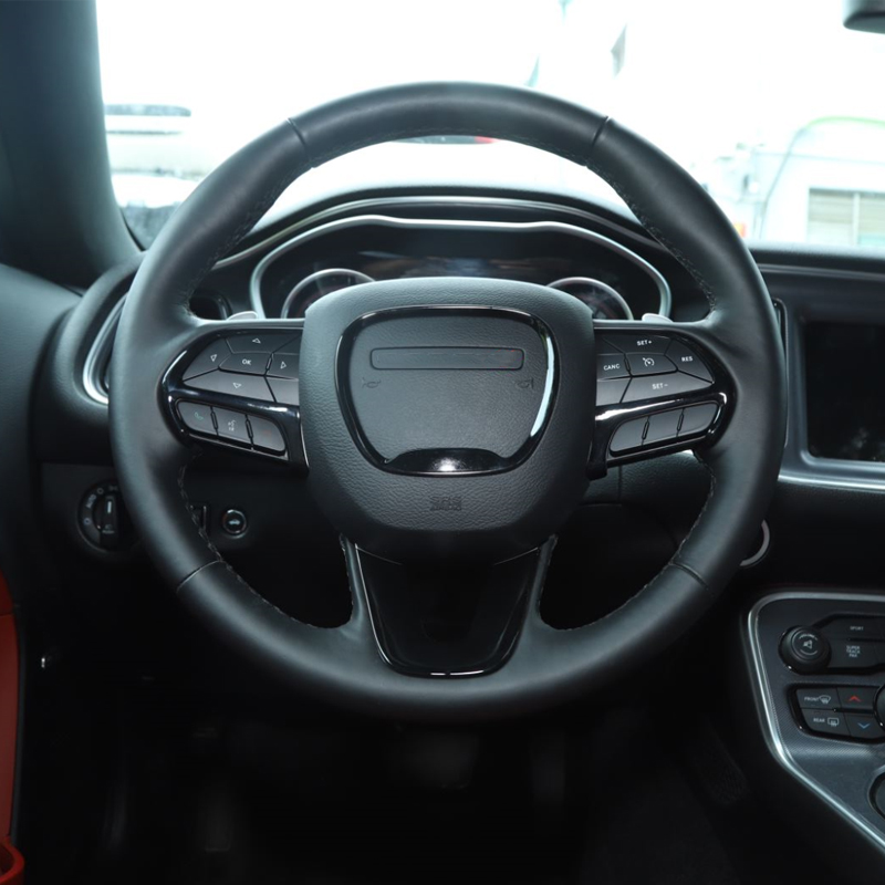 Black ABS Car Steering Wheel Trim Emblem Kit Sticker Decoration Cover for Dodge Charger 2015+ Interior Accessories