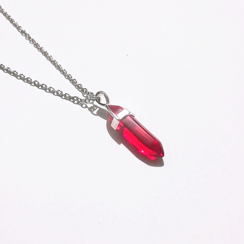 Cheap Glass Bullet shape Hexagonal prism Necklace Jewelry for Women Men MKI
