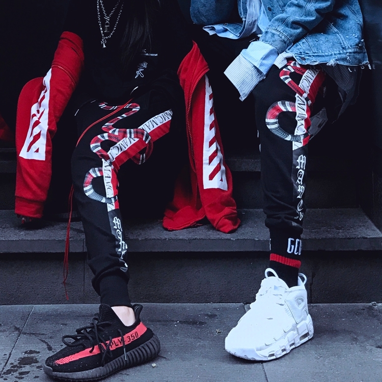 YEELOCA High Quality Coral Snake Print Hip Hop Trousers Harajuku Cotton Streetwear Jogger Sports Harem Pants 200925