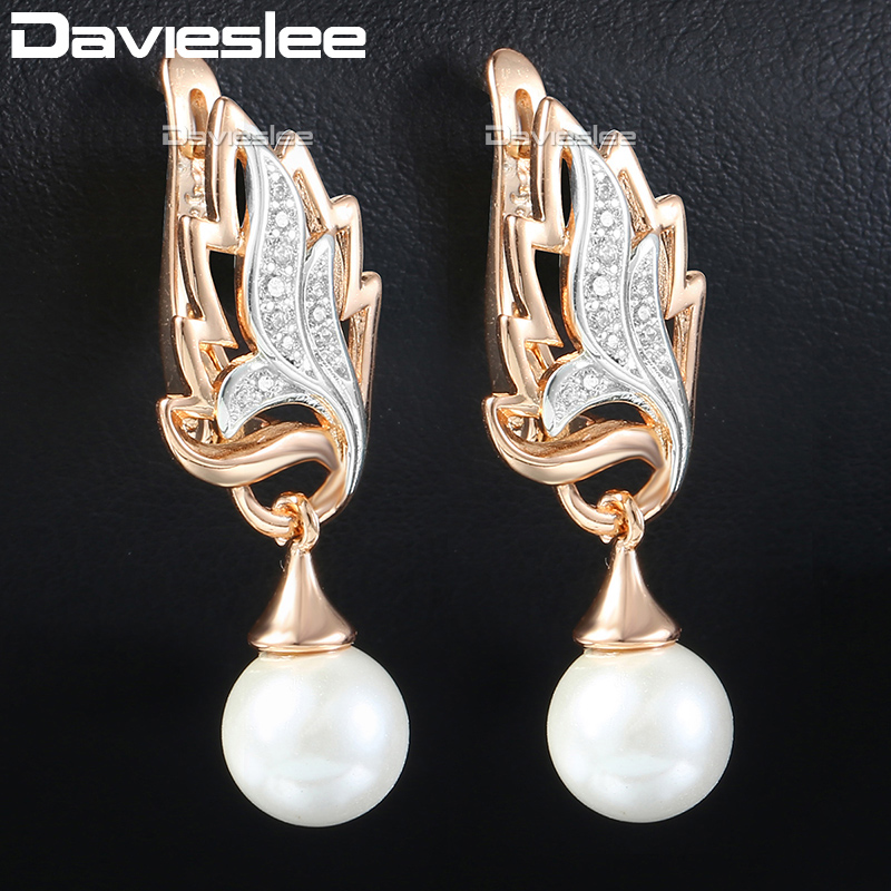Davieslee Leaf Pearl Dangle Earrings for Women Paved Clear Cubic Zirconia 585 Rose Gold Filled DGE114
Davieslee Leaf Pearl Dangle Earrings for Women Paved Clear Cubic Zirconia 585 Rose Gold Filled DGE114