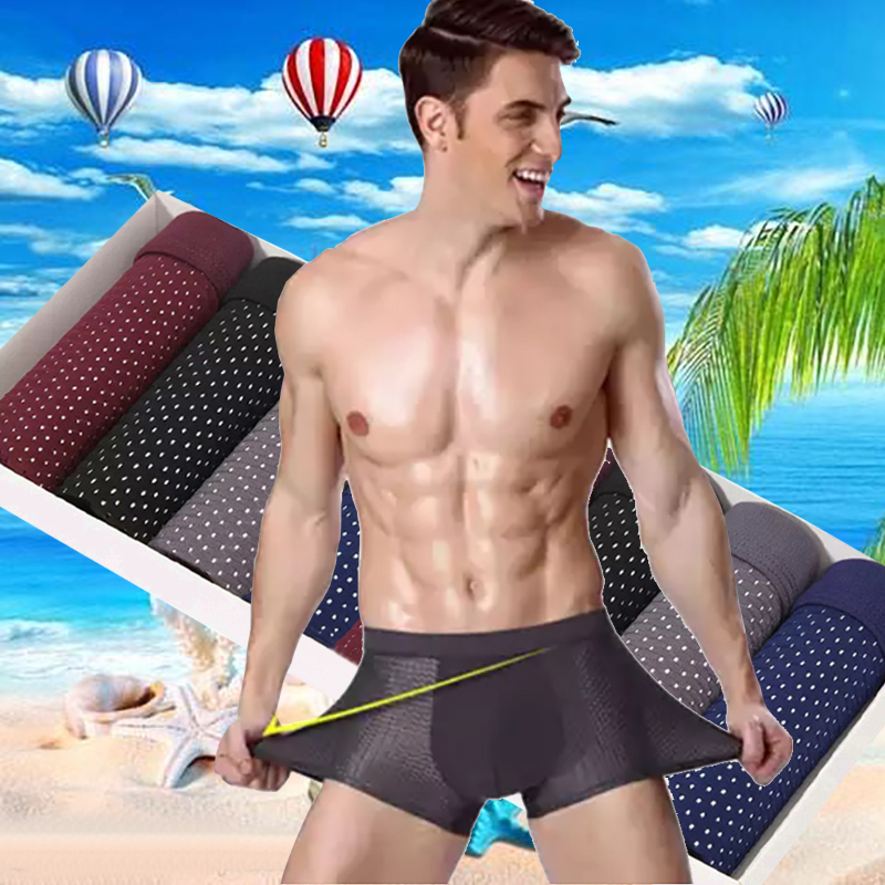 8pcs/lot Boxer men Ice silk breathable bamboo underpants Homme man sexy mesh boxer shorts comfortable trunk underwear plus 5XL CX200818