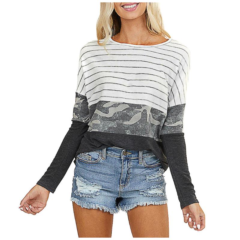 Camouflage Print T-Shirt Tops Women O-neck Stripe Splicing Long Sleeves Pullover Tops Winter Femme T-Shirt mulher camisetas, Multicolor
Camouflage Print T-Shirt Tops Women O-neck Stripe Splicing Long Sleeves Pullover Tops Winter Femme T-Shirt mulher camisetas, Multicolor