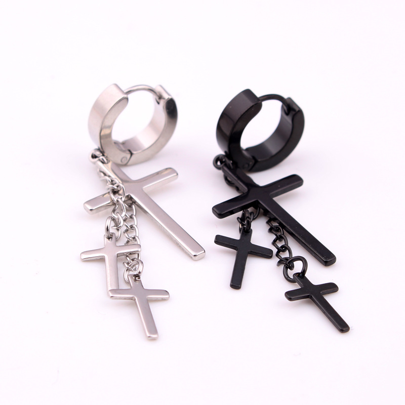 Hot Fashion Women Men Cross Gold Black Titanium Steel Jesus Three Chain Long Cross Charm Hoop Huggie Ear Clip Earrings Jewelry
Hot Fashion Women Men Cross Gold Black Titanium Steel Jesus Three Chain Long Cross Charm Hoop Huggie Ear Clip Earrings Jewelry