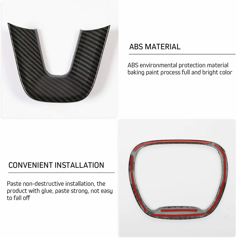 Carbon Fiber ABS Car Steering Wheel Trim Emblem Kit Sticker Decoration Cover for Dodge Charger 2015+ Interior Accessories